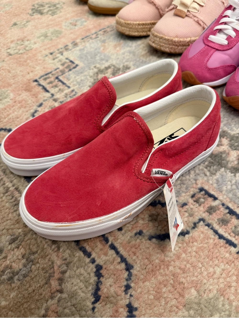 Vans Red Suede Classic Slip-On Sneakers